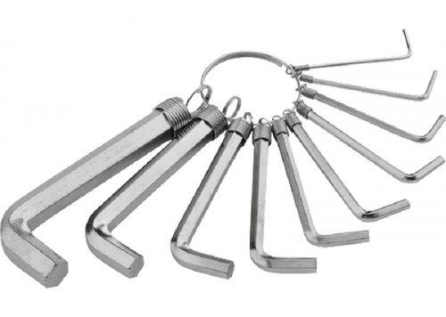 Набор ключей имбусовых HEX Sparta, 1,5–10 мм, CrV, 10шт.,никелированный, на кольце 112685  картинка